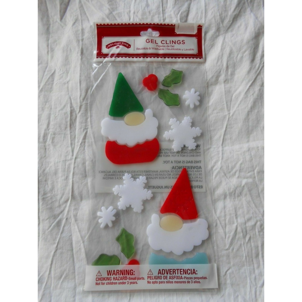 NEW FALL Winter Gnomes Snowflakes Holly Snow 18 pc Window Gel Clings Decorations